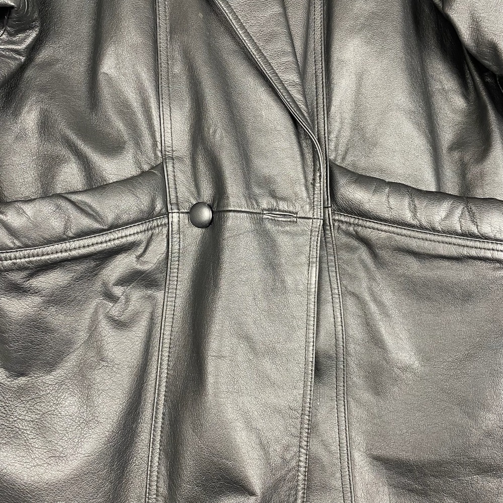 Vtg Preston & York Womens Leather Coat Size Large Petite Slouchy Chic Mob Wife - Picture 6 of 12